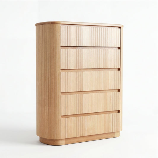 Arushi Tallboy Chest of 5 Drawers Natural