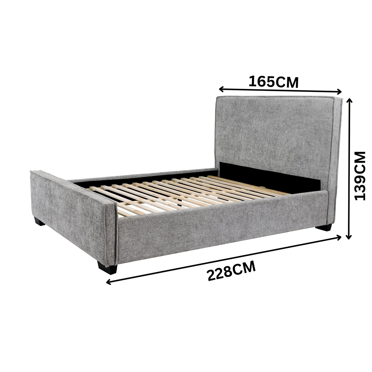 Bettany Queen Fabric Bed Frame Grey