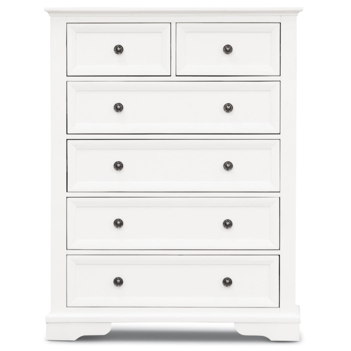 Celosia Tallboy 6 Chest of Drawers Solid Acacia Wood Bed Storage Cabinet - White