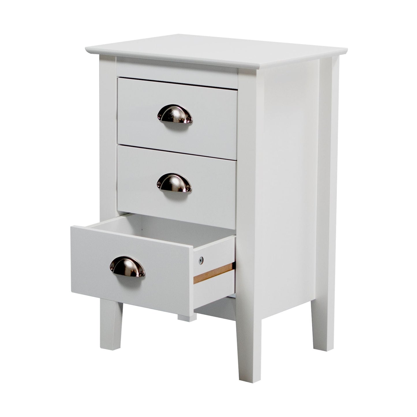 Costway 3 Drawers Bedside Table Nightstand Side End Bedroom Storage Cabinet White