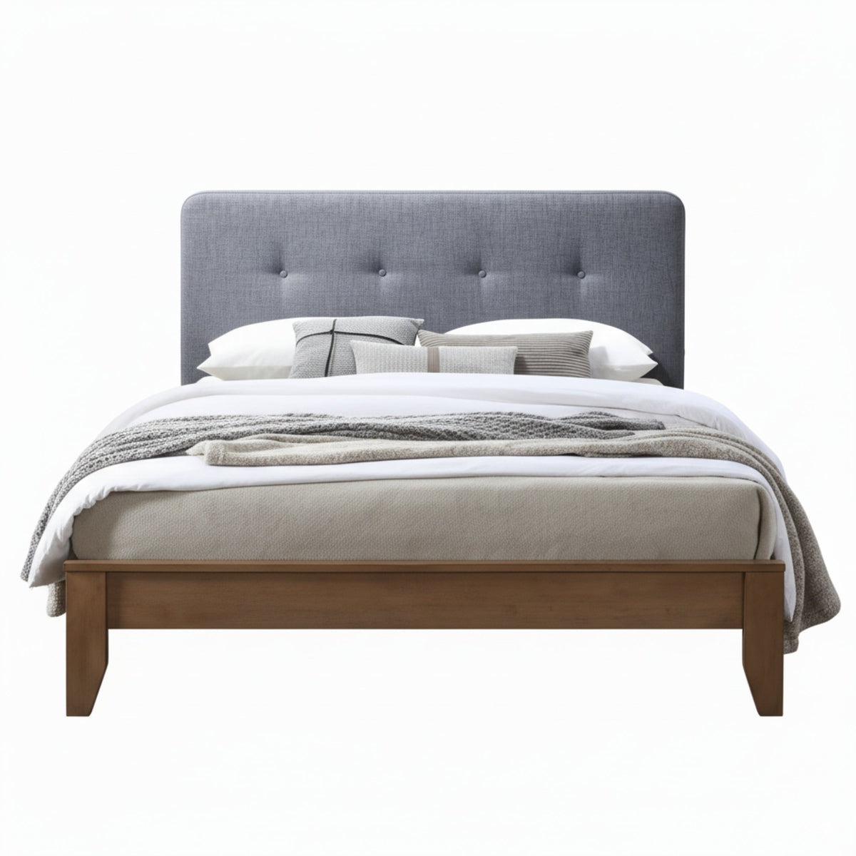Dallas Double Bed Frame with USB Port Headboard Dark Grey