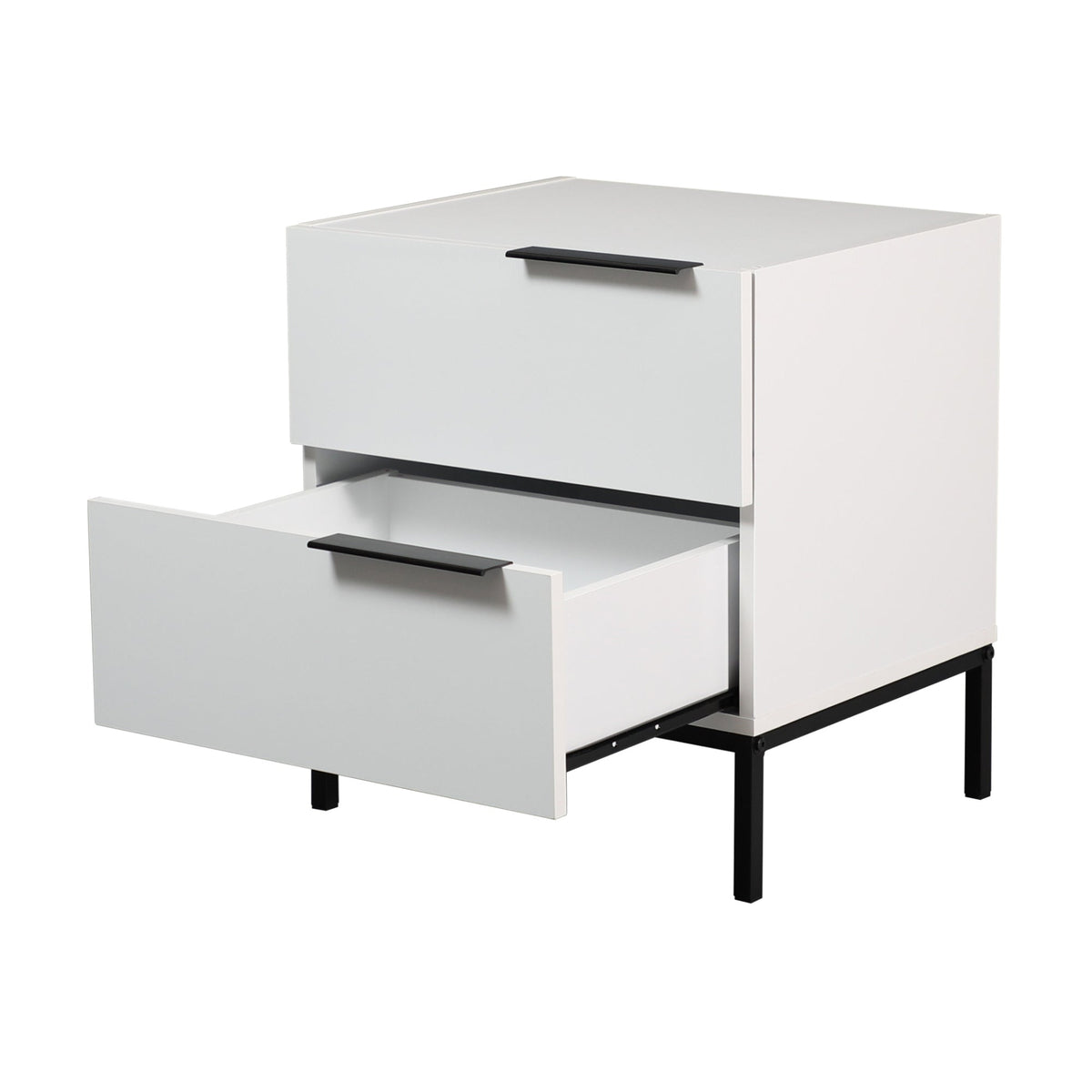 Dric 2 Drawers Bedside Table Nightstand Side End Bedroom Storage Cabinet White