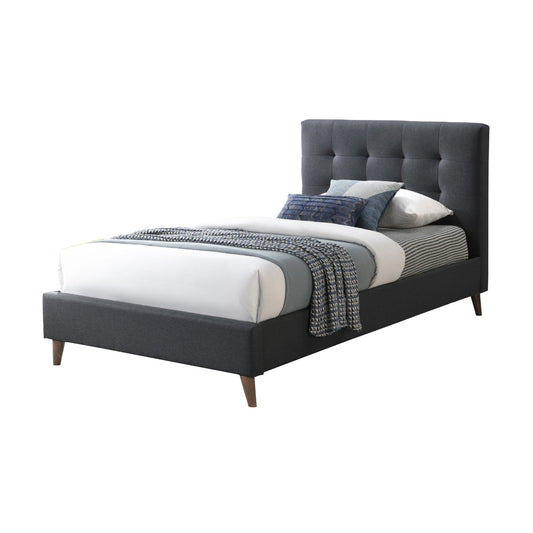 Janice King Single Bed Frame Fabric Charcoal