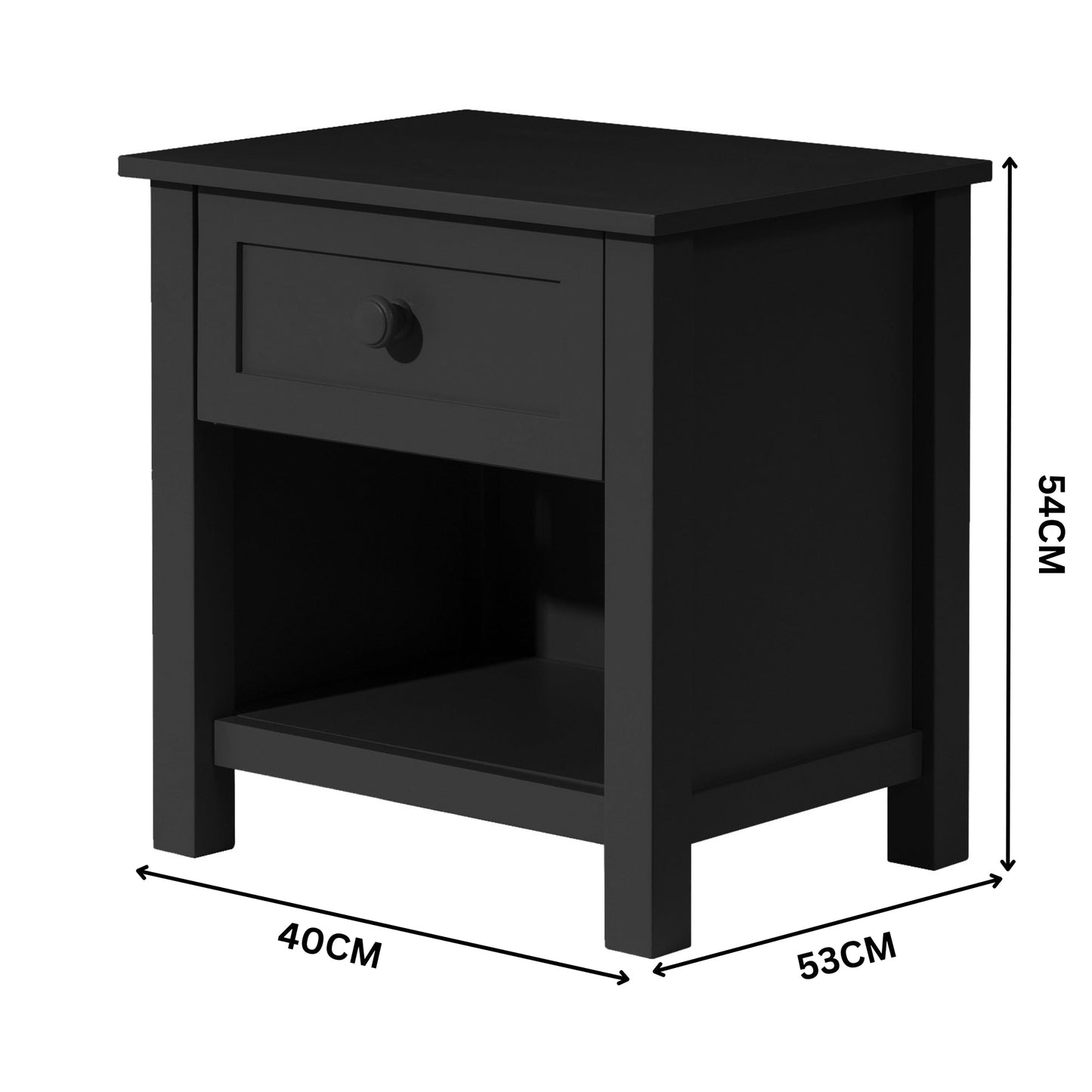 Jessica 4pc King Single Bedroom Set Bed Frame Bedside Tallboy Black