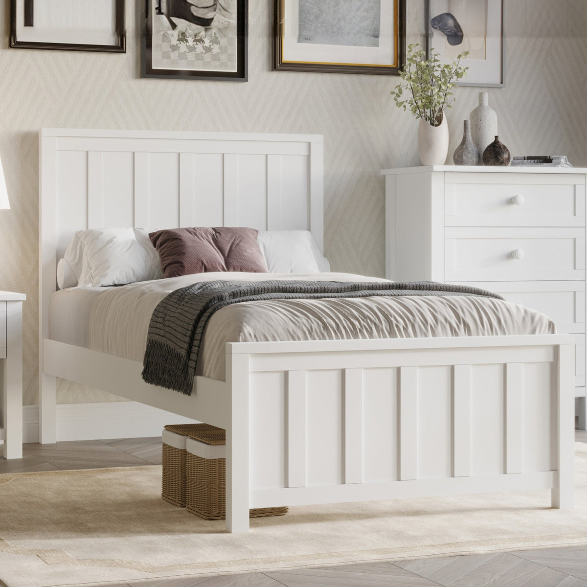 Jessica Double Size Bed Frame White