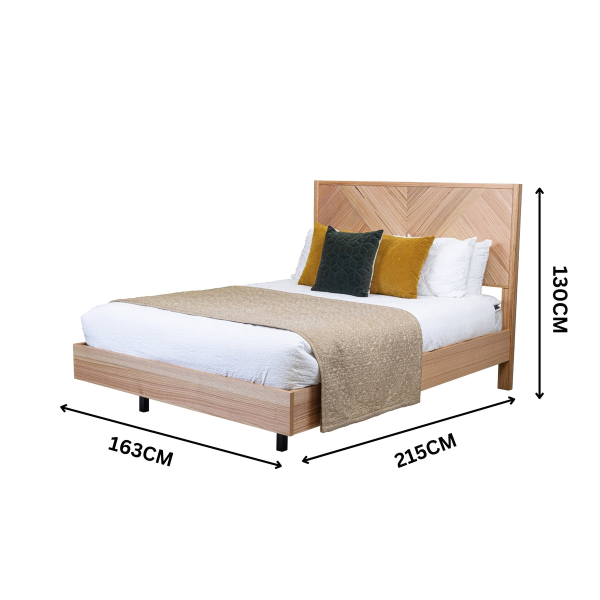 Jindy Queen Bed Frame Natural Oak