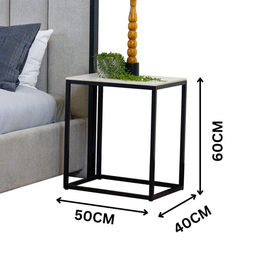 Klim Bedside Table Marble Top Grey