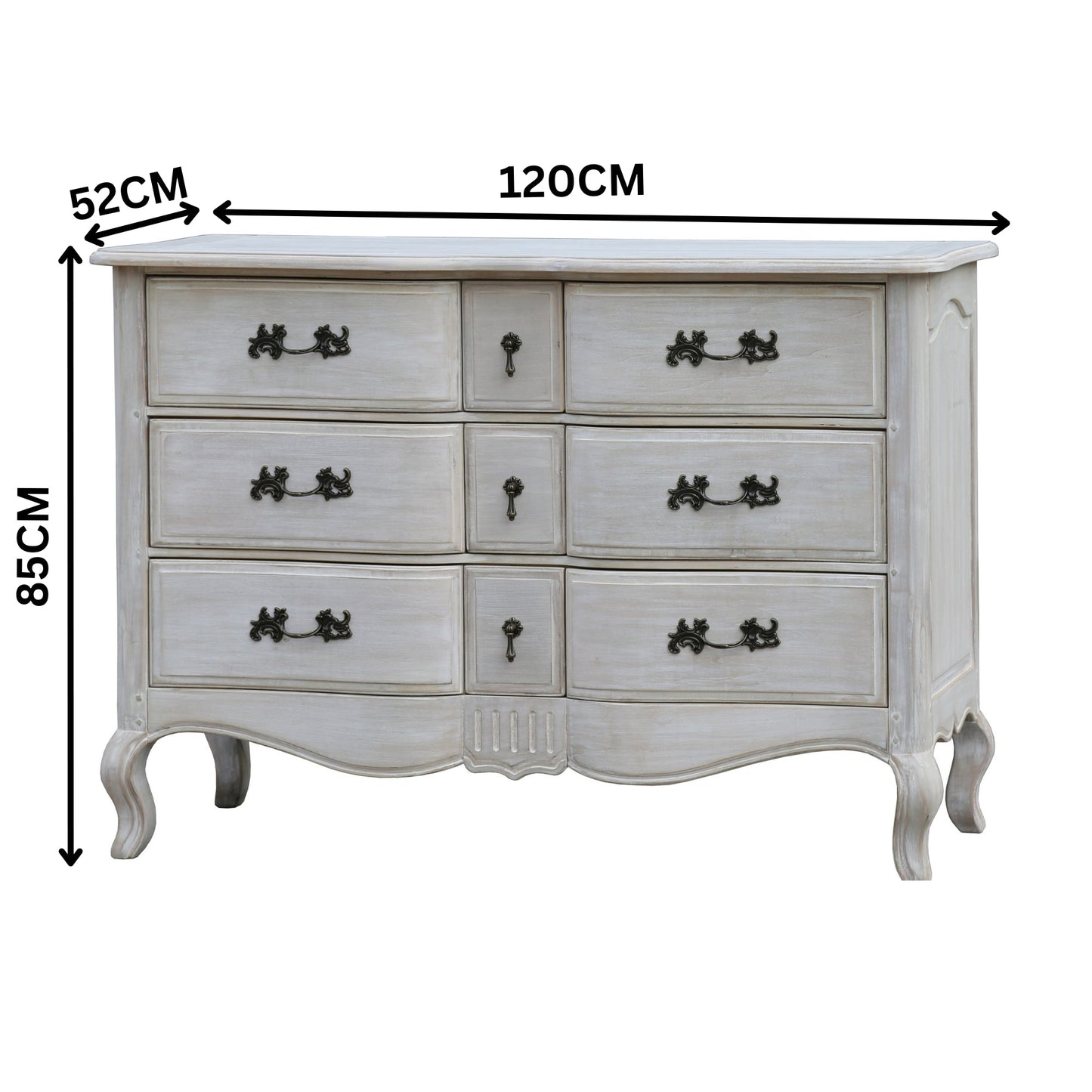 Leon Dresser Drawer Storage Cabinet Washed Grey