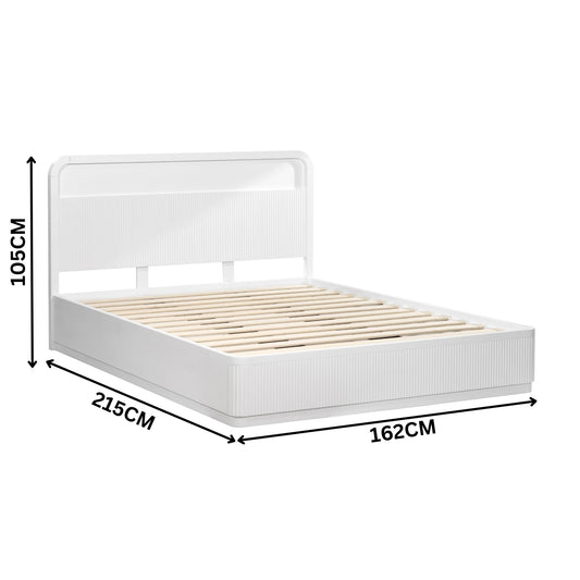 Manna Queen Bed Fluted Frame White