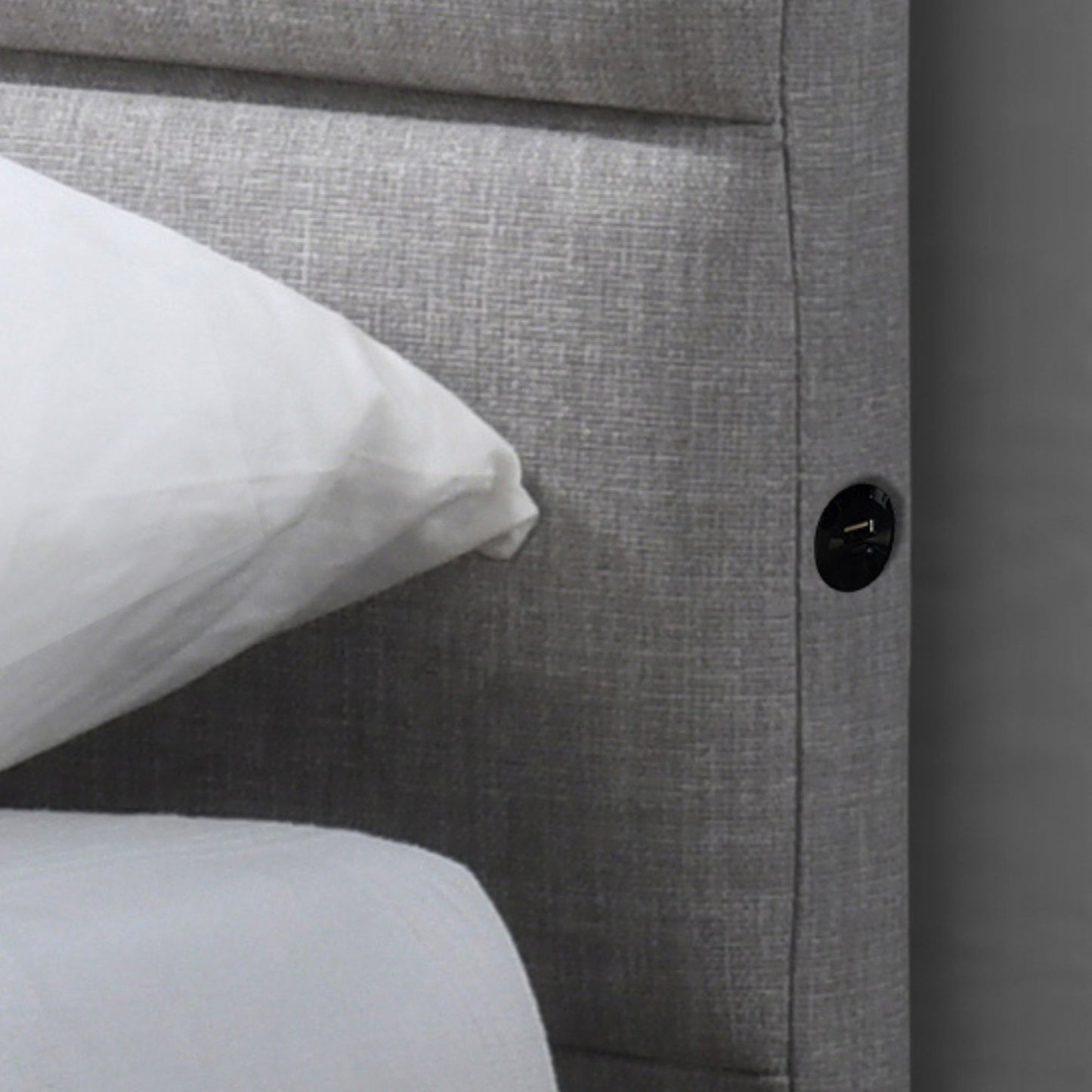 Neon King Bed Frame 2 Drawer USB Port Light Grey