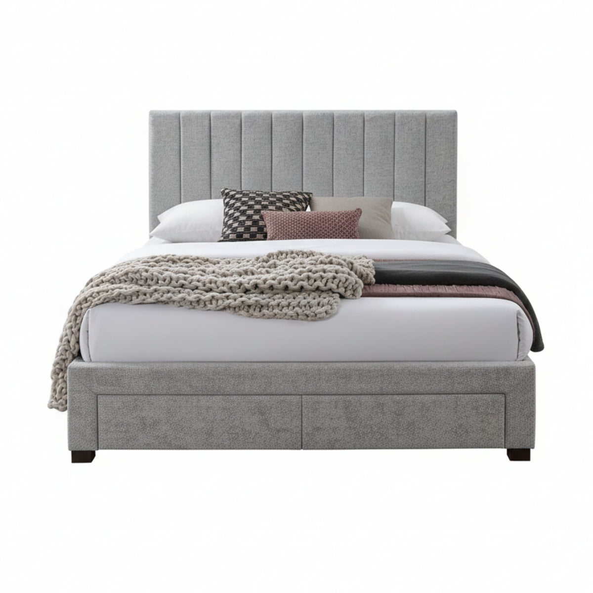St Coco Double Bed Frame Storage Drawer Stone Grey