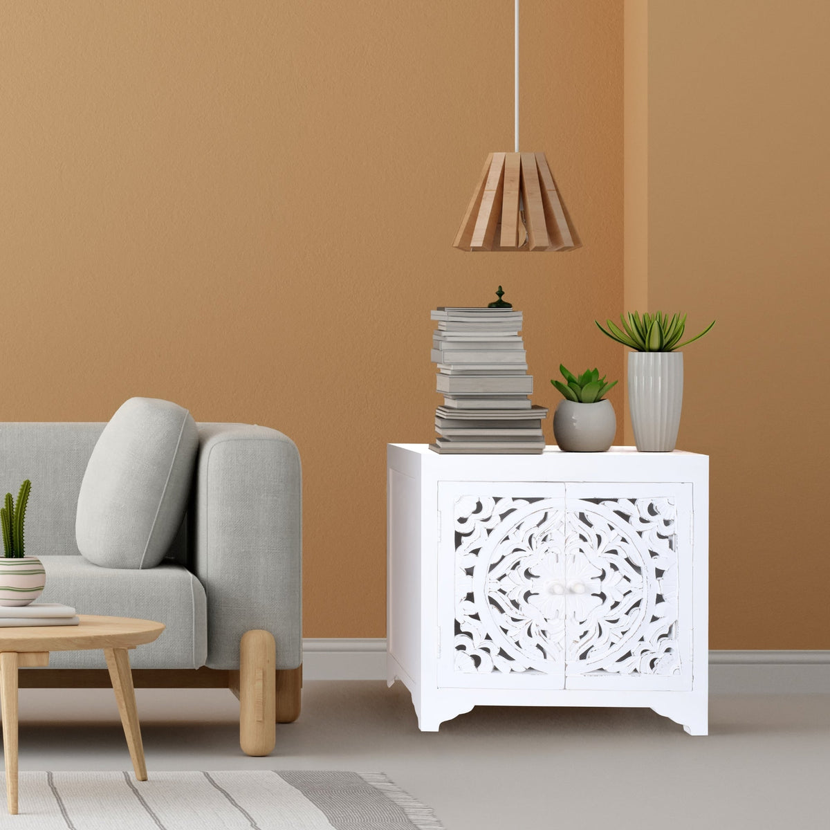 Surya Bedside Table White