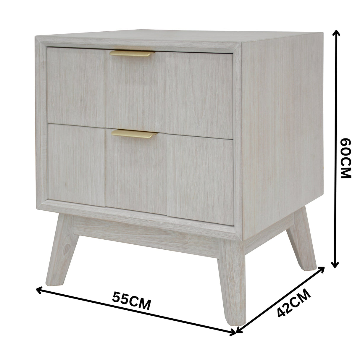 The Croft Bedside Table White Washed
