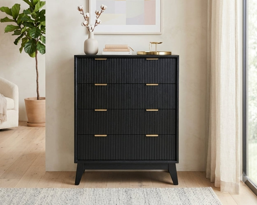 Bedside tables in a styled bedroom
