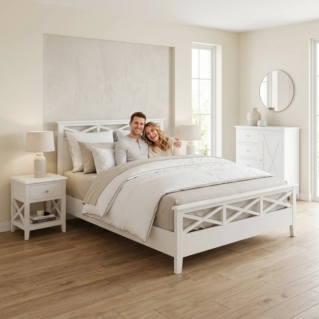 A styled bedroom suite