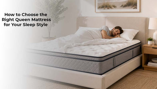 Person sleeping comfortably on a supportive queen mattress in a modern bedroom