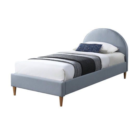 Alix King Single Bed Frame Velvet Fabric Blue