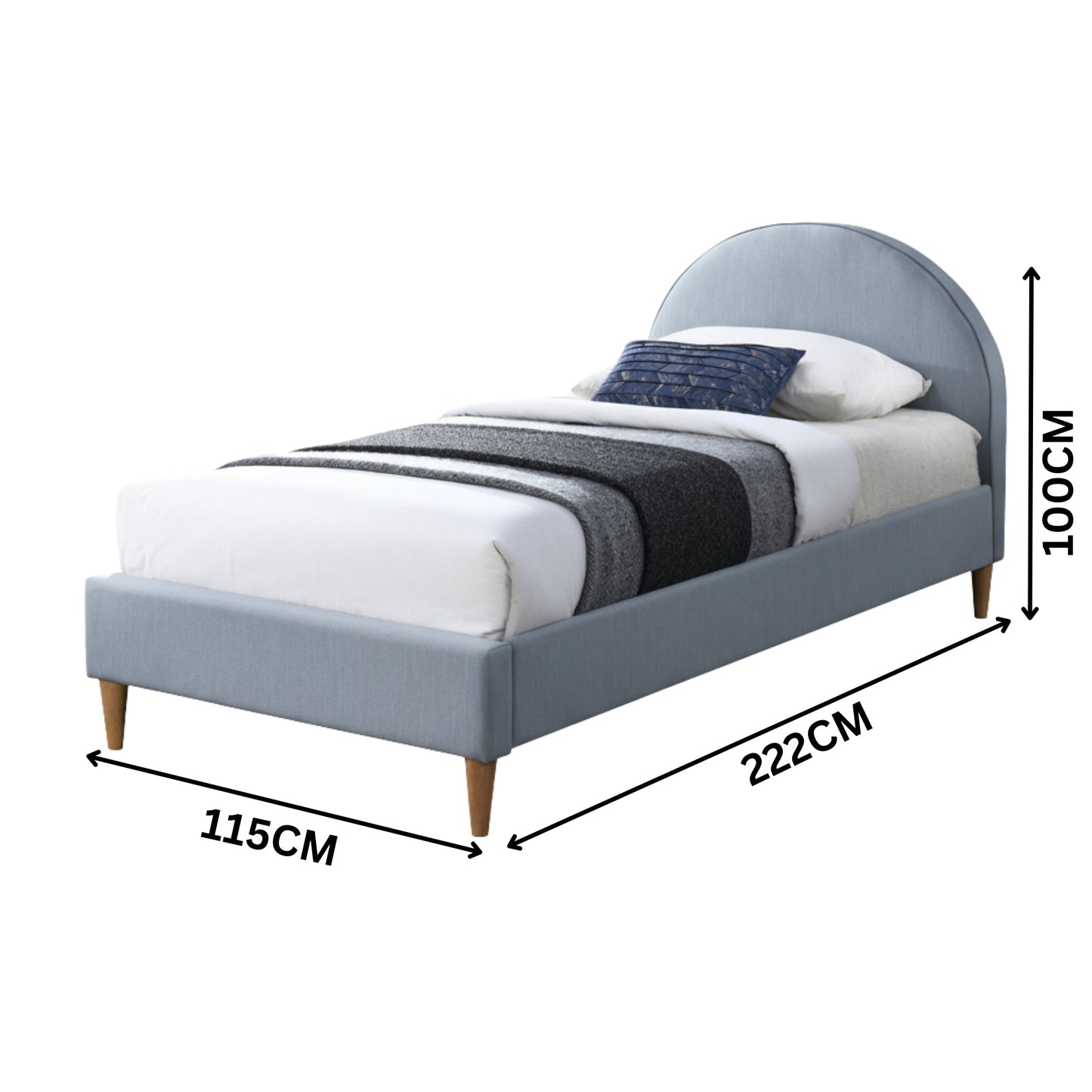Alix King Single Bed Frame Velvet Fabric Blue