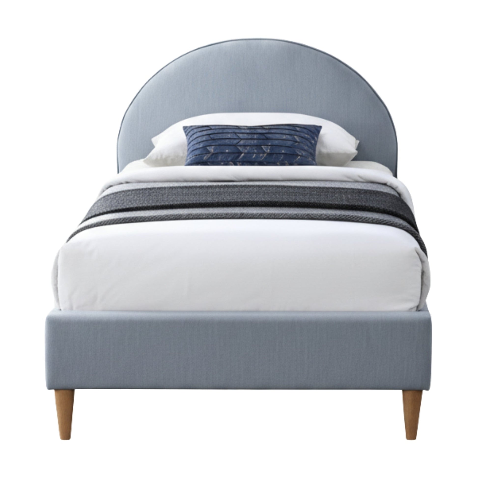 Alix King Single Bed Frame Velvet Fabric Blue