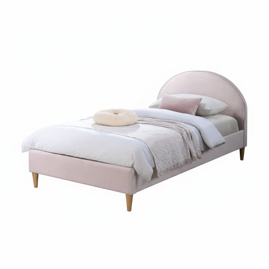 Alix King Single Bed Frame Velvet Fabric Pink