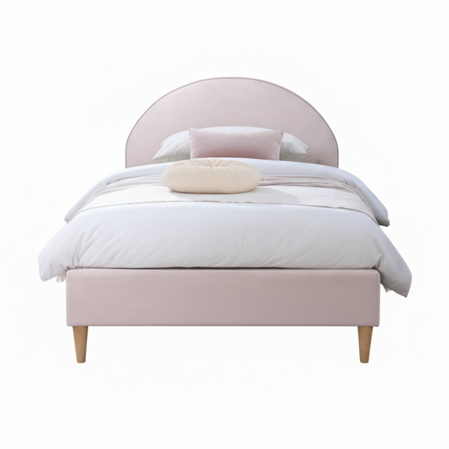 Alix King Single Bed Frame Velvet Fabric Pink