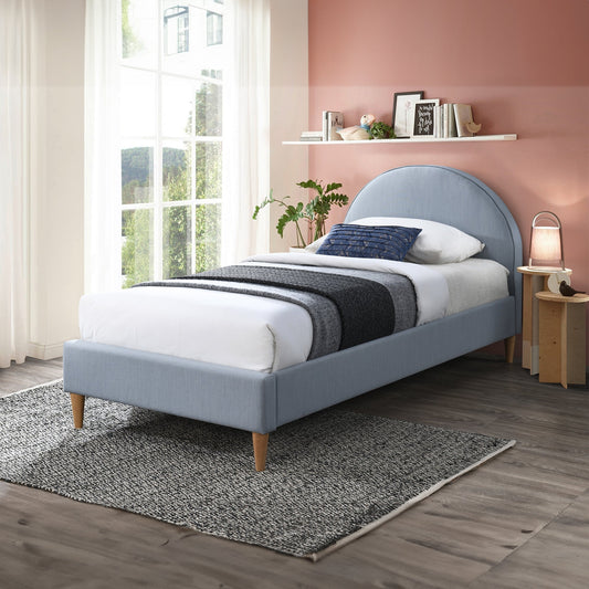Alix Single Bed Frame Velvet Fabric Blue