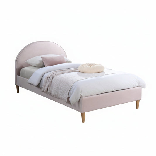 Alix Single Bed Frame Velvet Fabric Pink