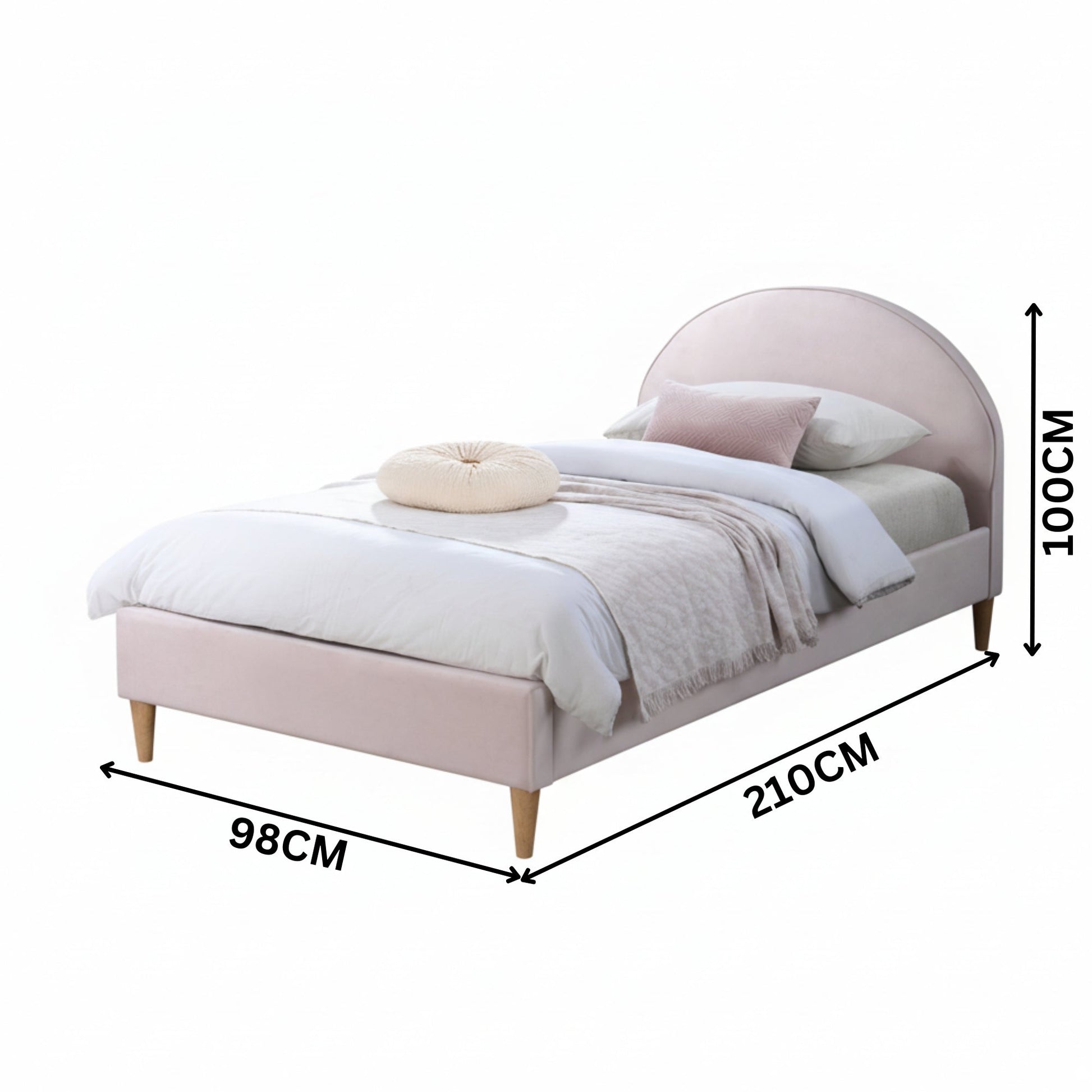 Alix Single Bed Frame Velvet Fabric Pink