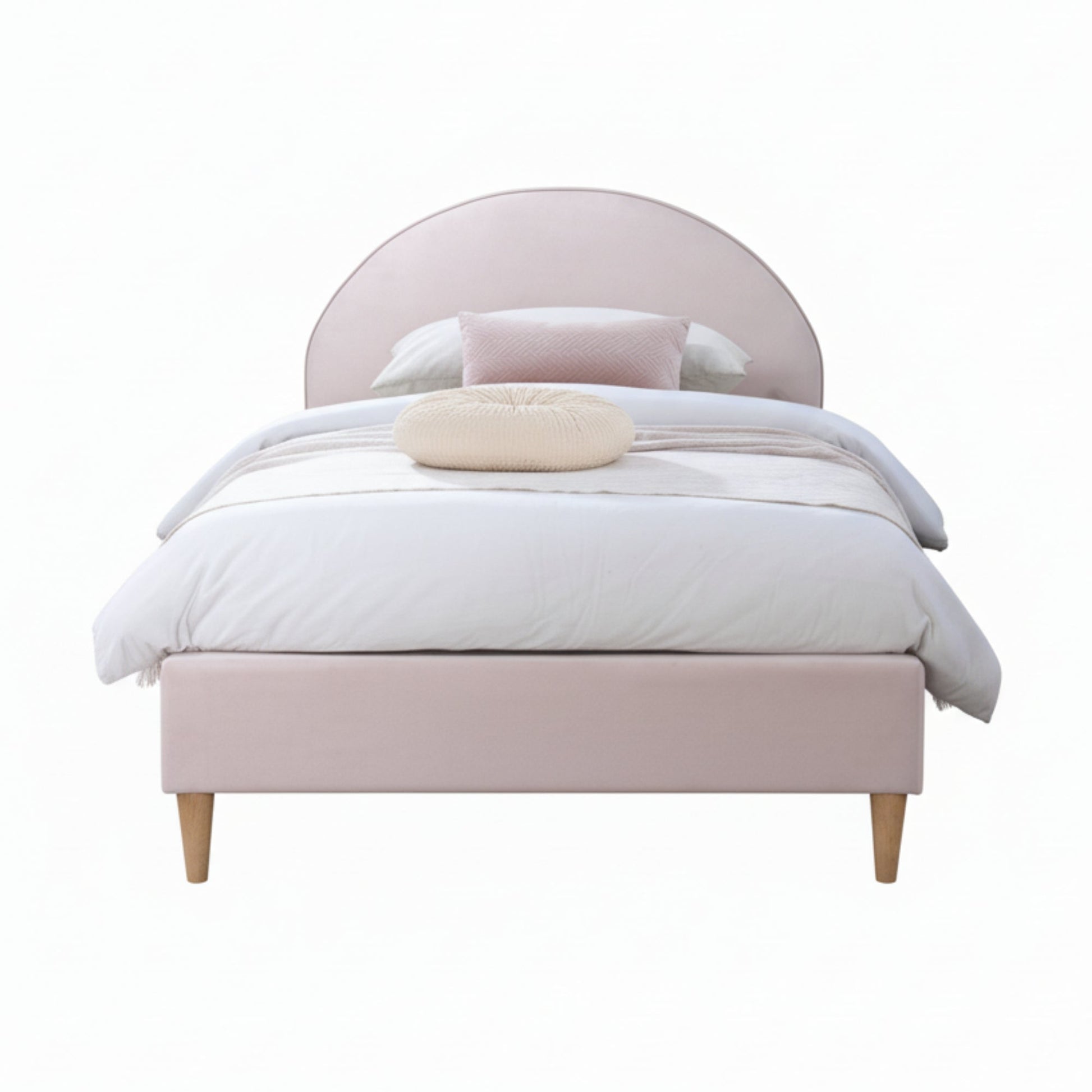 Alix Single Bed Frame Velvet Fabric Pink