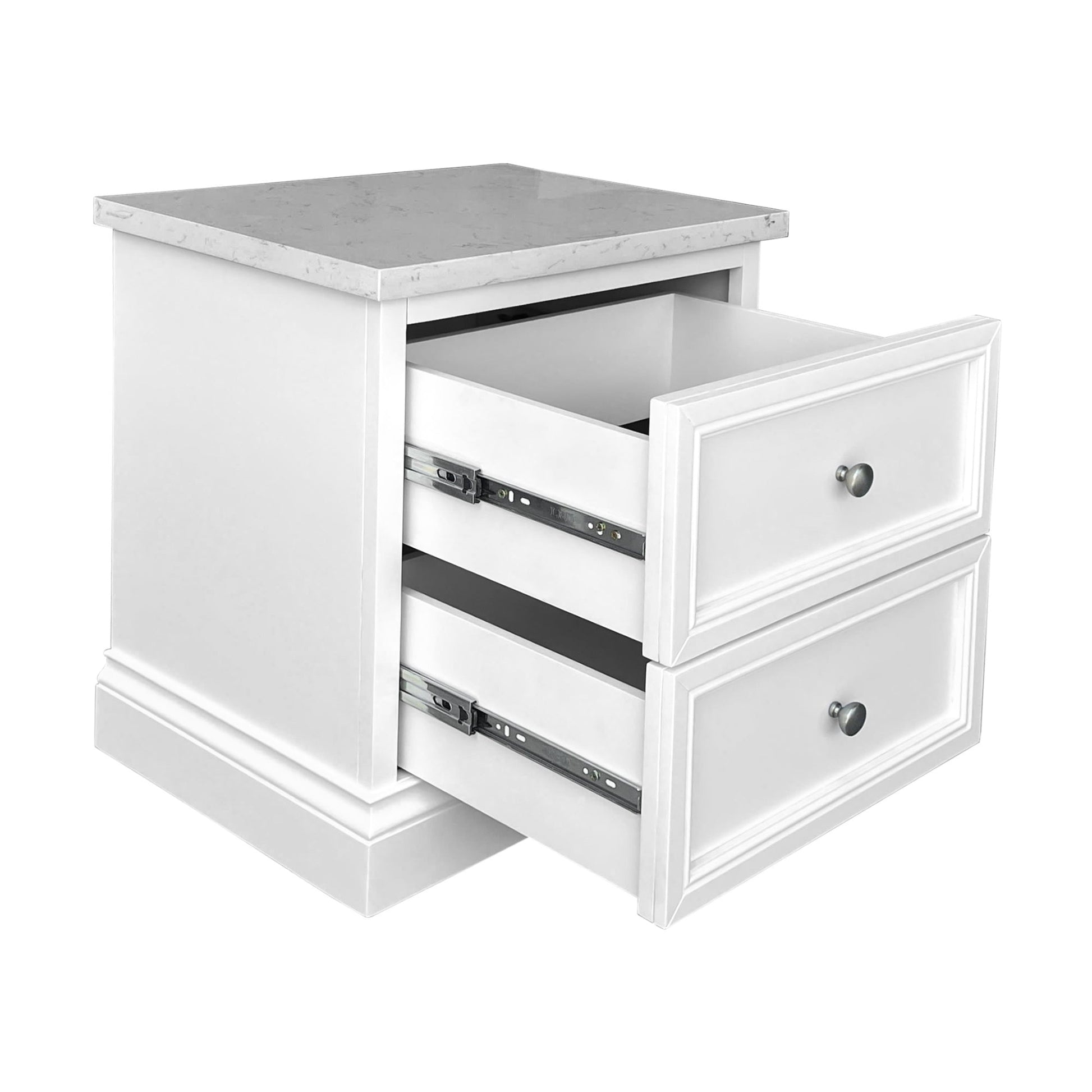 Andes Bedside Table Marble Top White