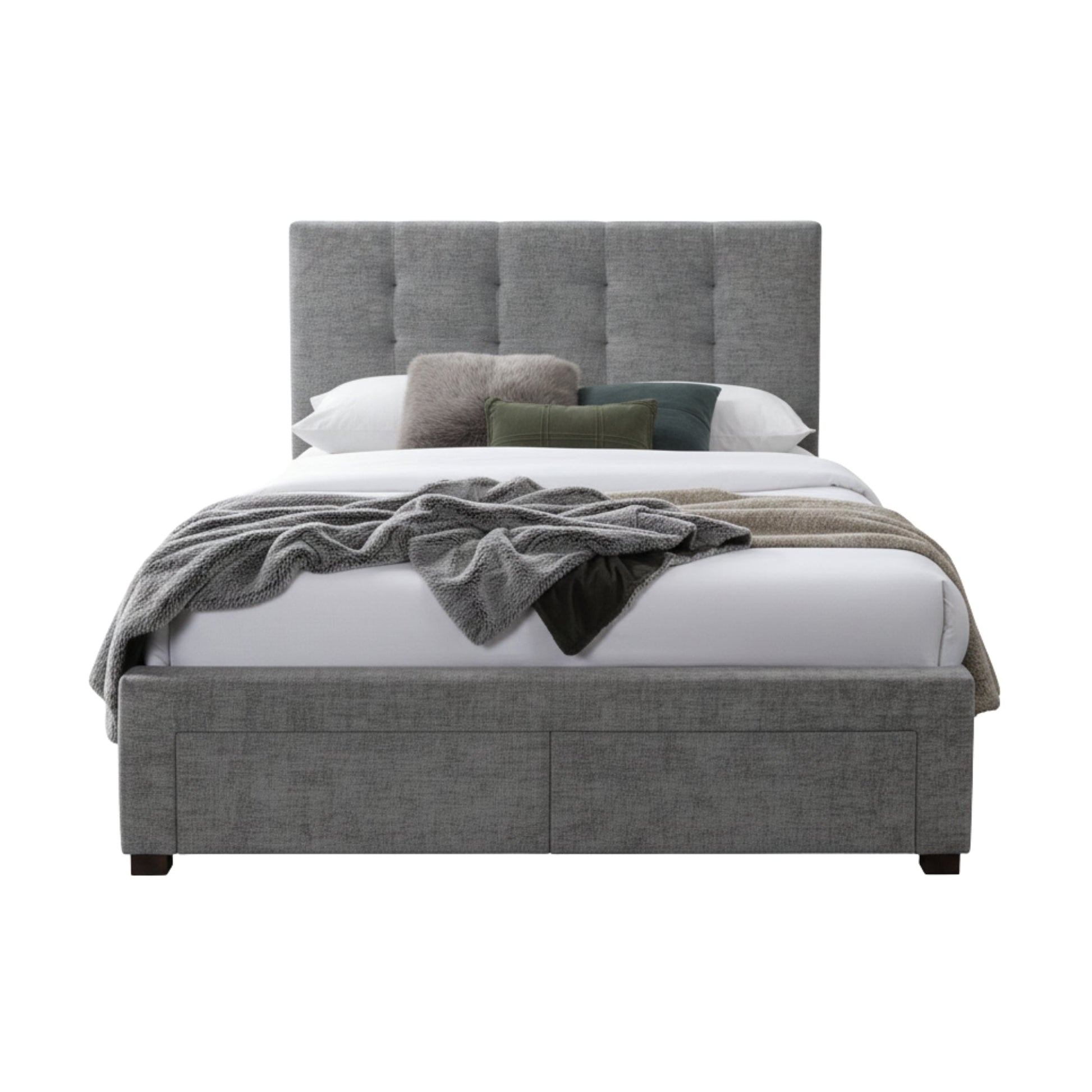 Anko Fabric Double Bed Frame Storage Drawer Grey