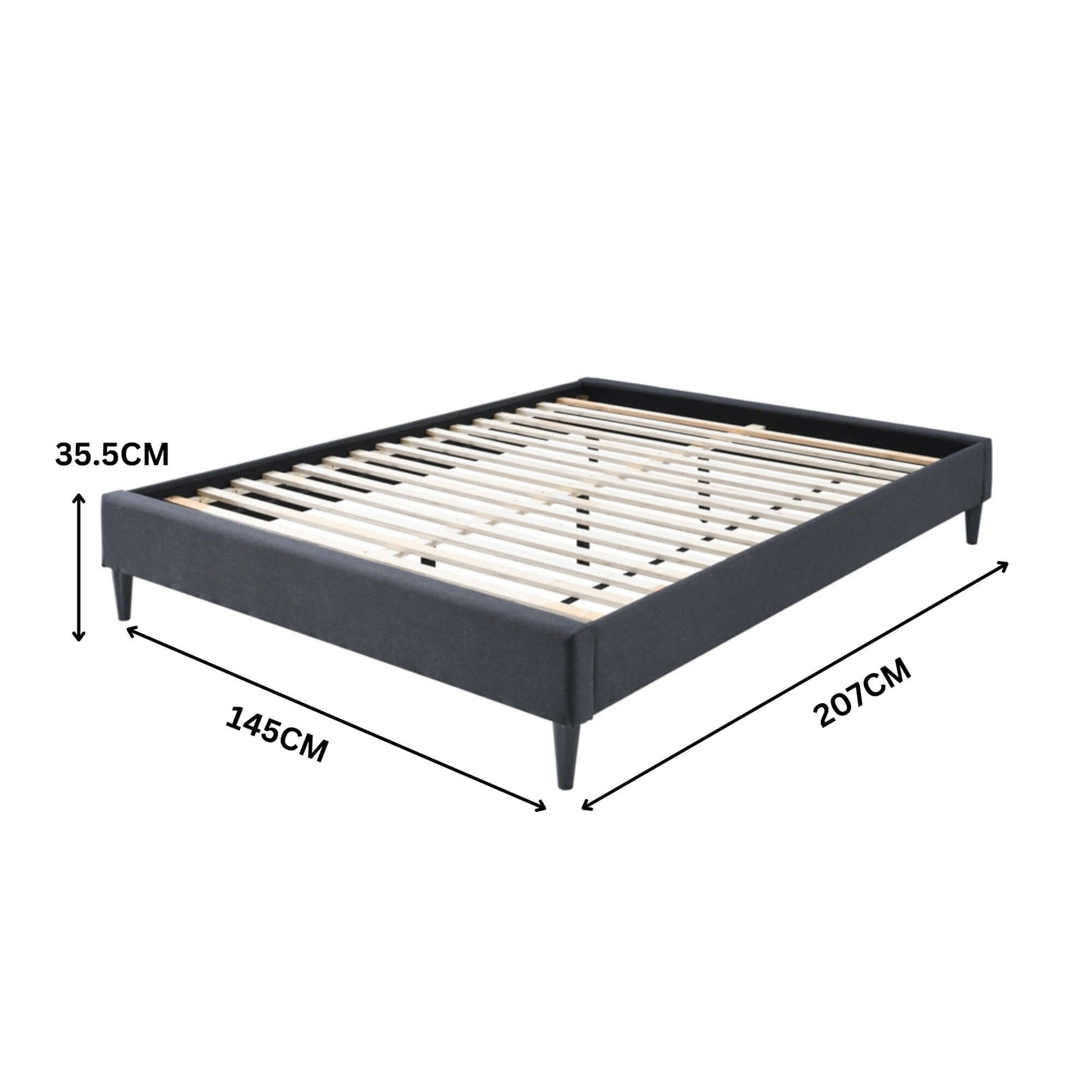 Arte Bed Frame Fabric Mattress Platform Base  Mid Grey Double 