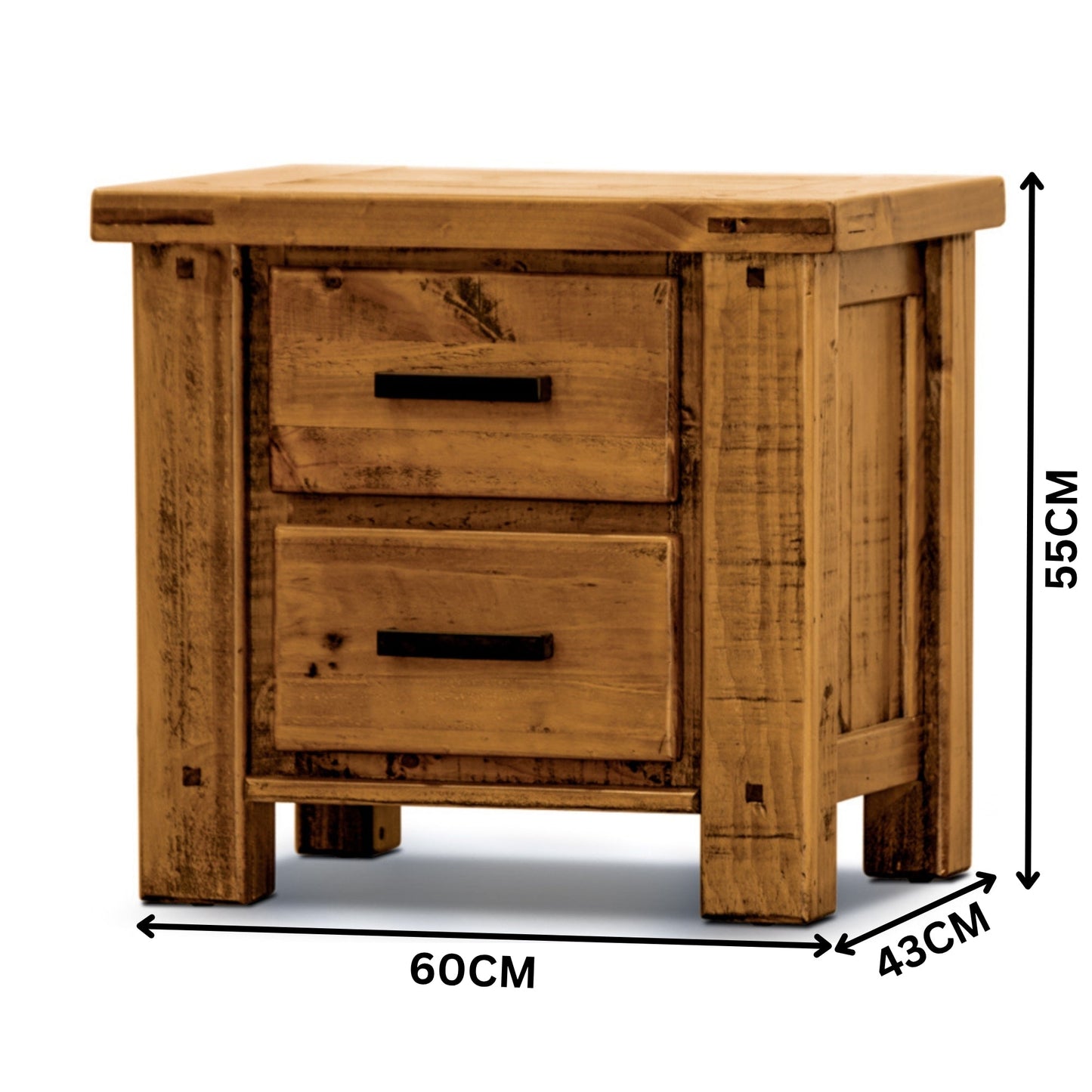Camdenville Bedside Table Solid Pine Frame Oak