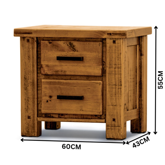 Camdenville Bedside Table Solid Pine Frame Oak