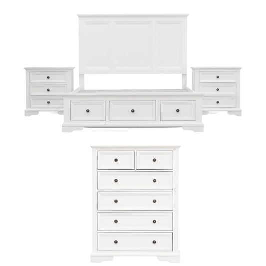 Celosia 4pc Bed Frame Bedside Tallboy Suite King 