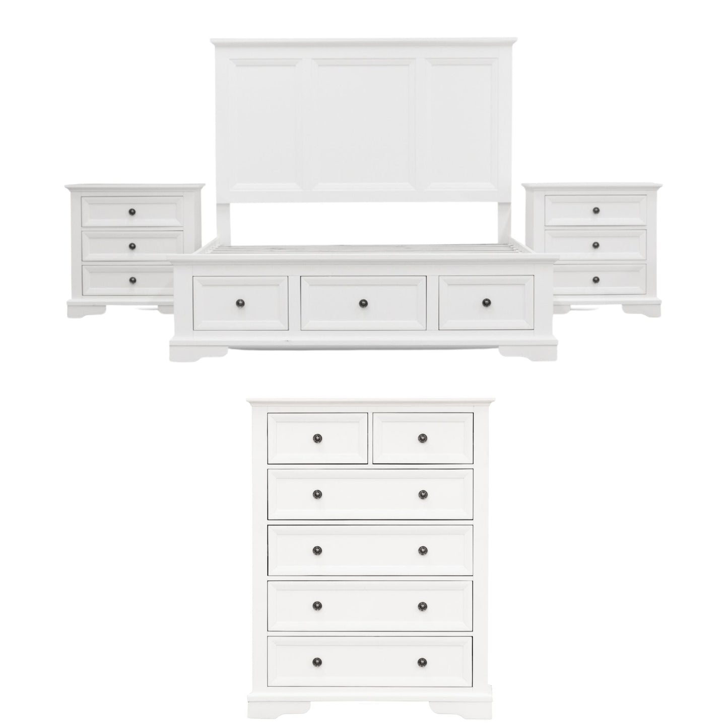 Celosia 4pc Bed Frame Bedside Tallboy Suite Queen 
