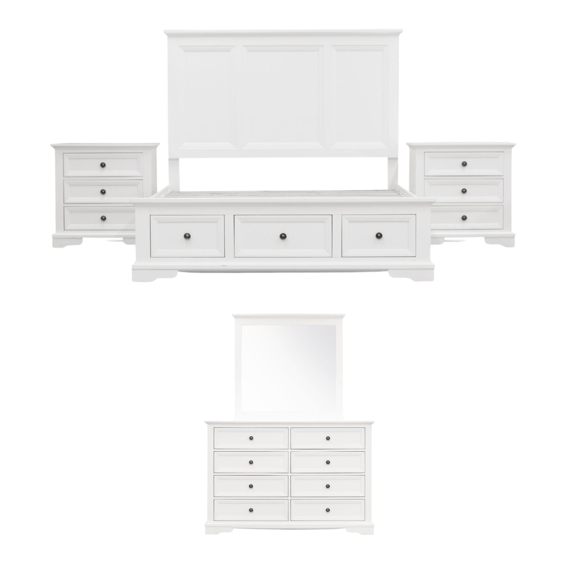 Celosia 5pc Bed Frame Bedside Dresser Suite Queen 