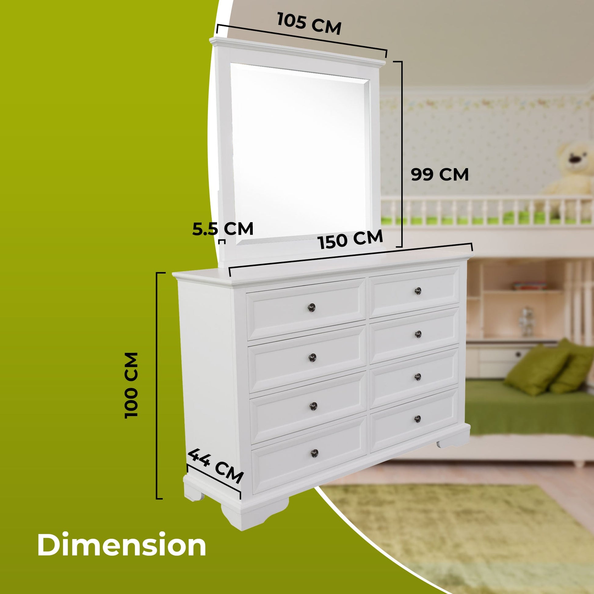 Celosia 5pc Bed Frame Bedside Dresser Suite Queen 