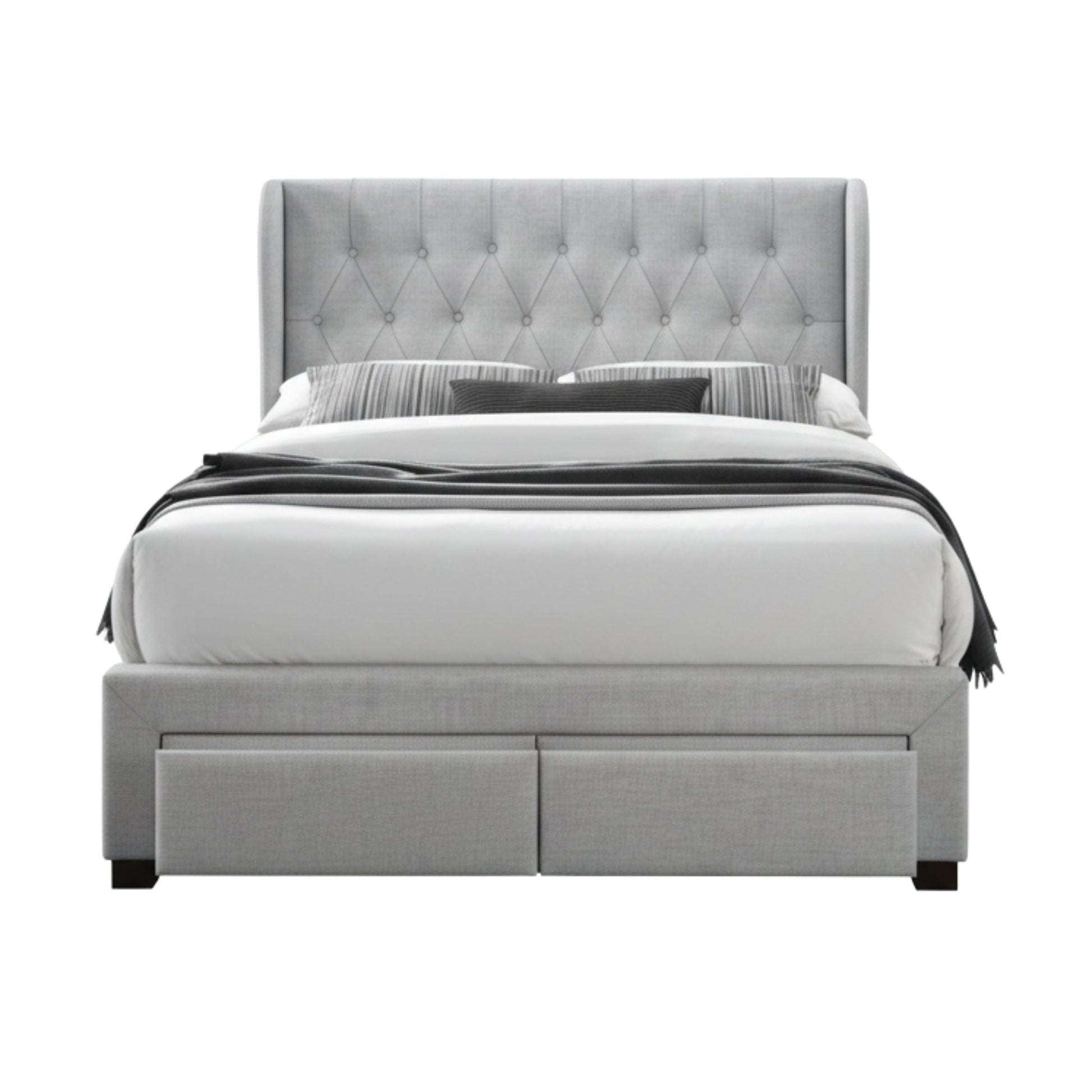 Chelsea Double Bed Frame Storage Drawer Stone Grey