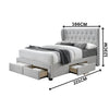 Chelsea Queen Bed Frame Storage Drawer Stone Grey