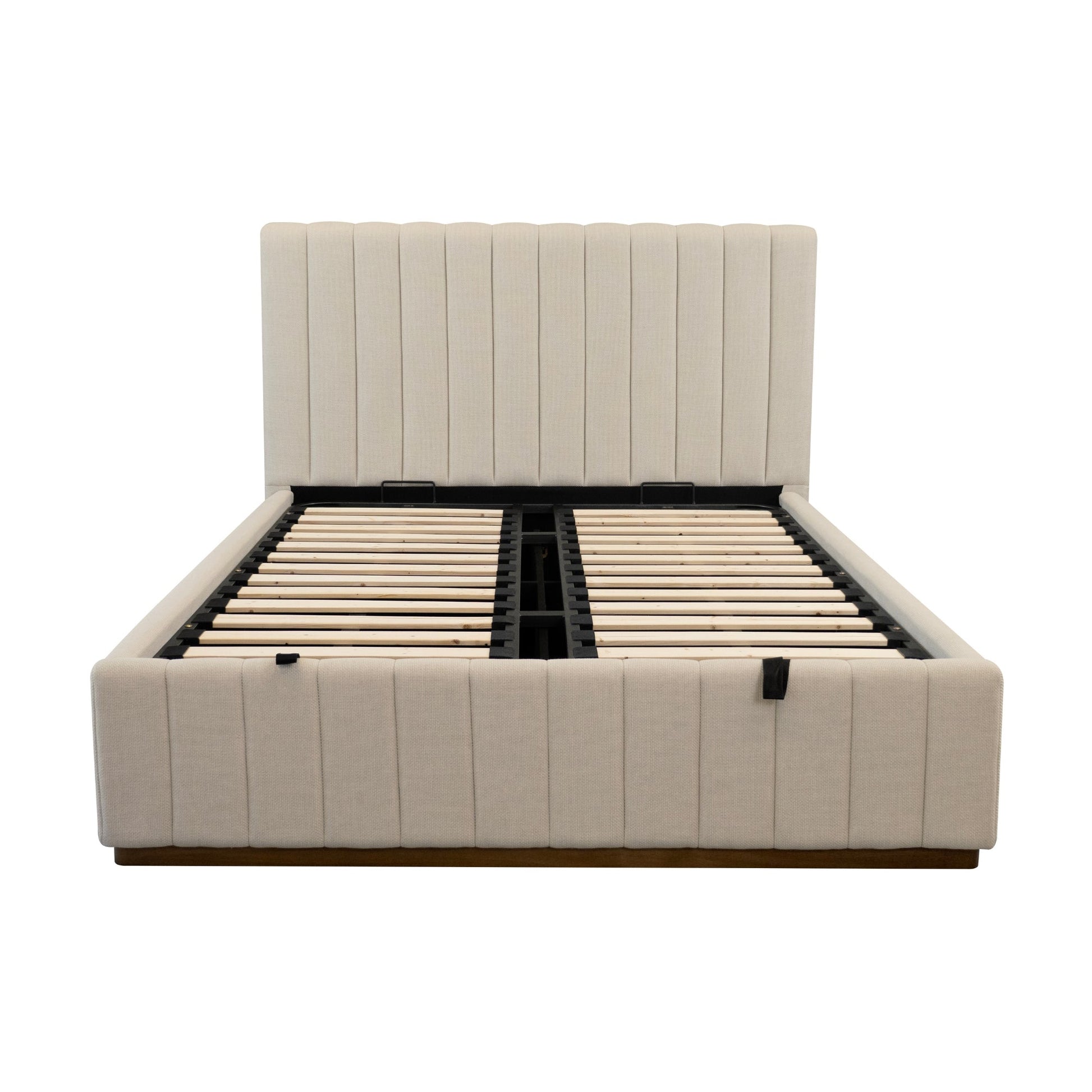 Collin Queen Bed Frame Gas Lift Storage Beige