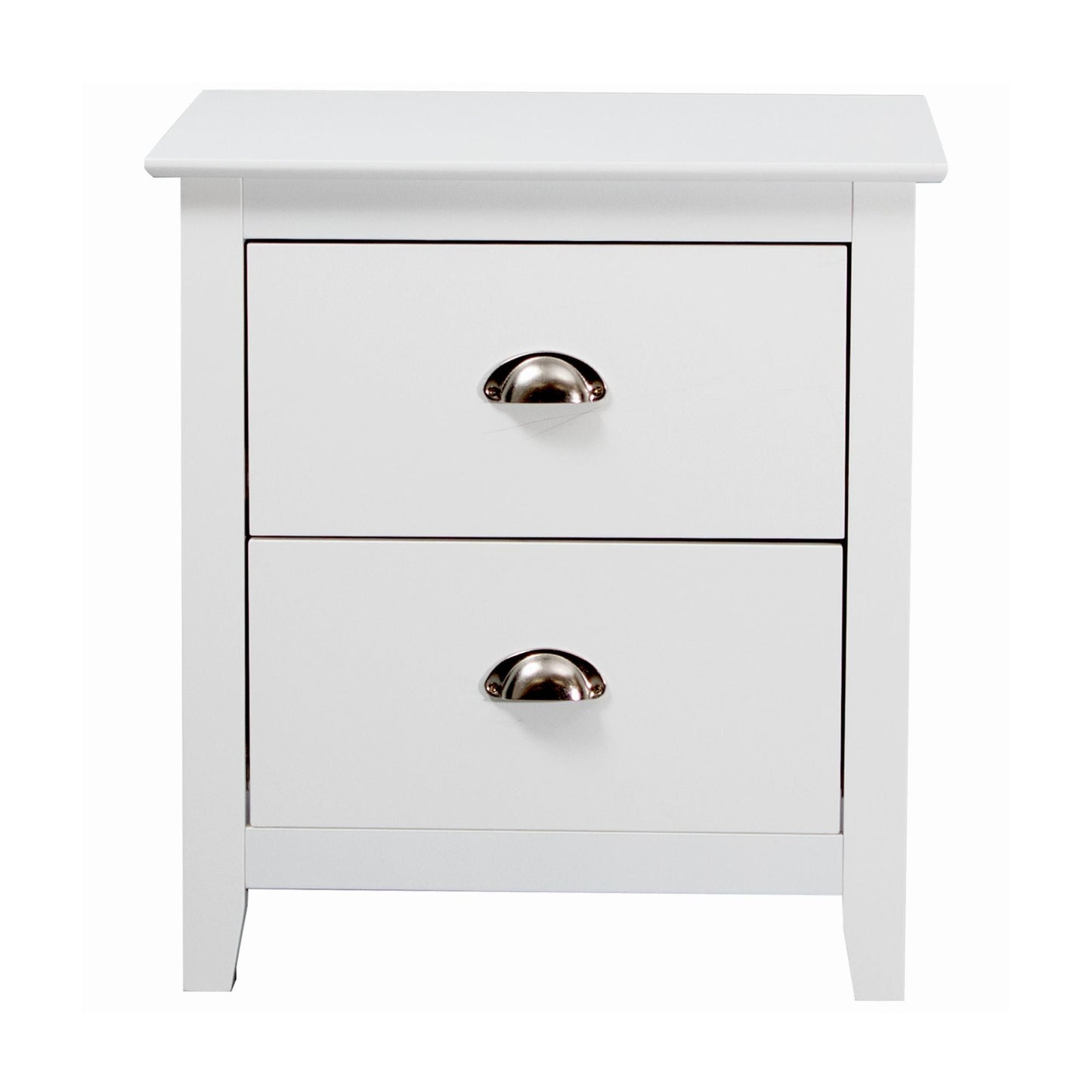 Costway 2 Drawers Bedside Table Nightstand Side End Bedroom Storage Cabinet White