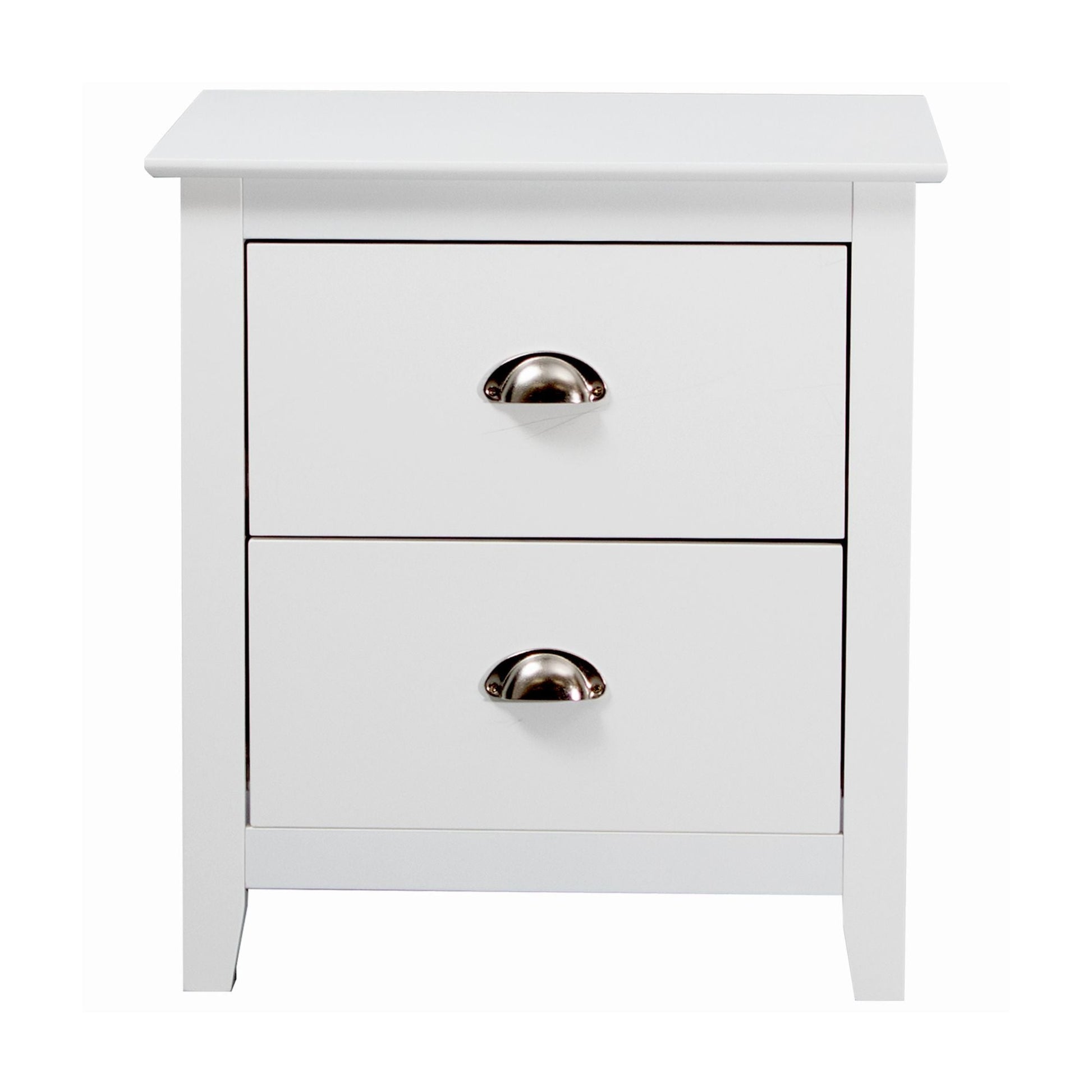 Costway 2 Drawers Bedside Table Nightstand Side End Bedroom Storage Cabinet White