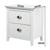 Costway 2 Drawers Bedside Table Nightstand Side End Bedroom Storage Cabinet White