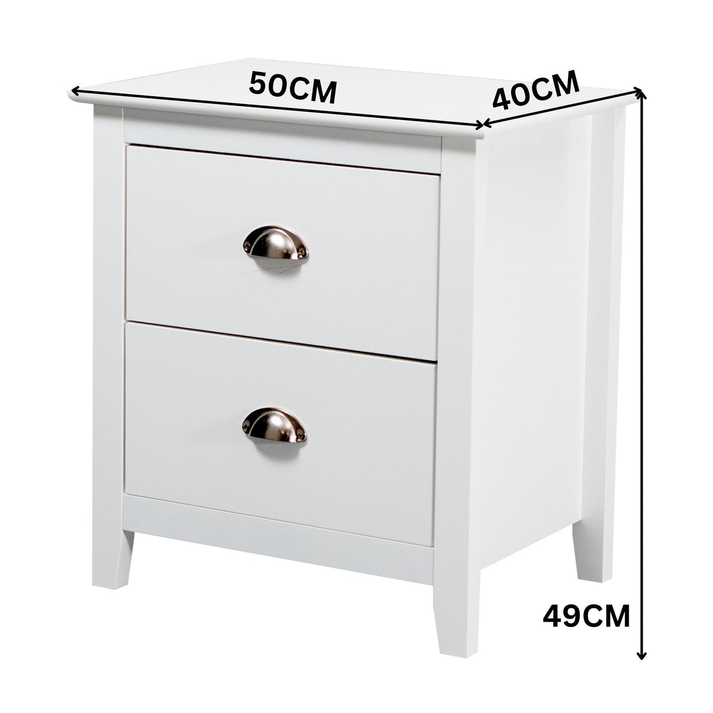 Costway 2 Drawers Bedside Table Nightstand Side End Bedroom Storage Cabinet White