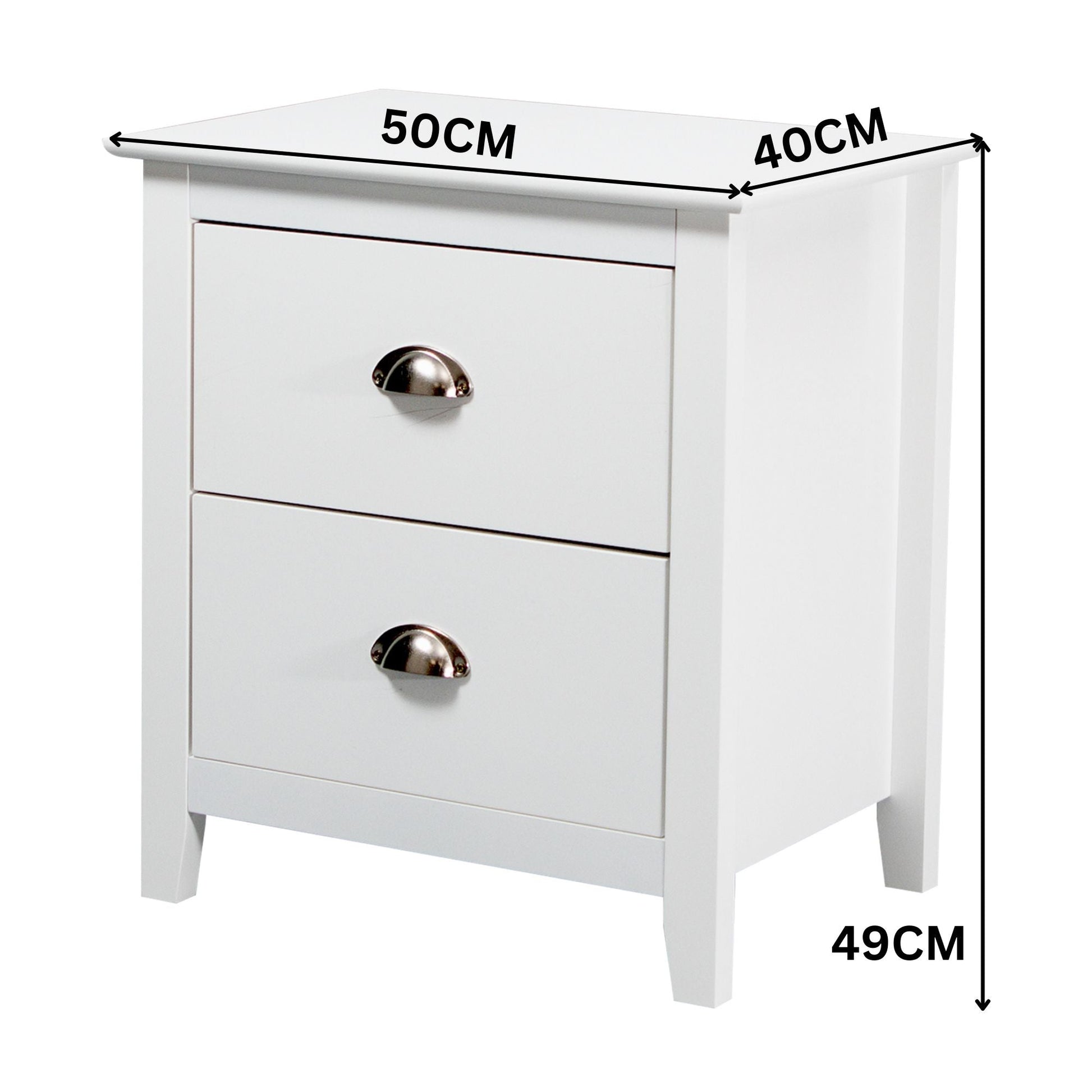 Costway 2 Drawers Bedside Table Nightstand Side End Bedroom Storage Cabinet White