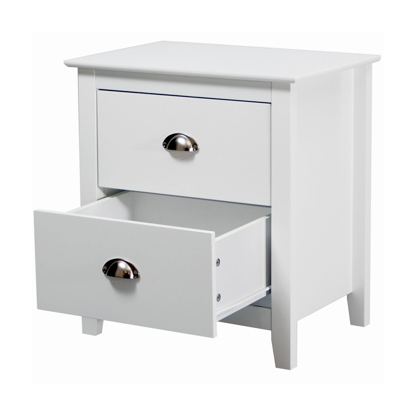 Costway 2 Drawers Bedside Table Nightstand Side End Bedroom Storage Cabinet White