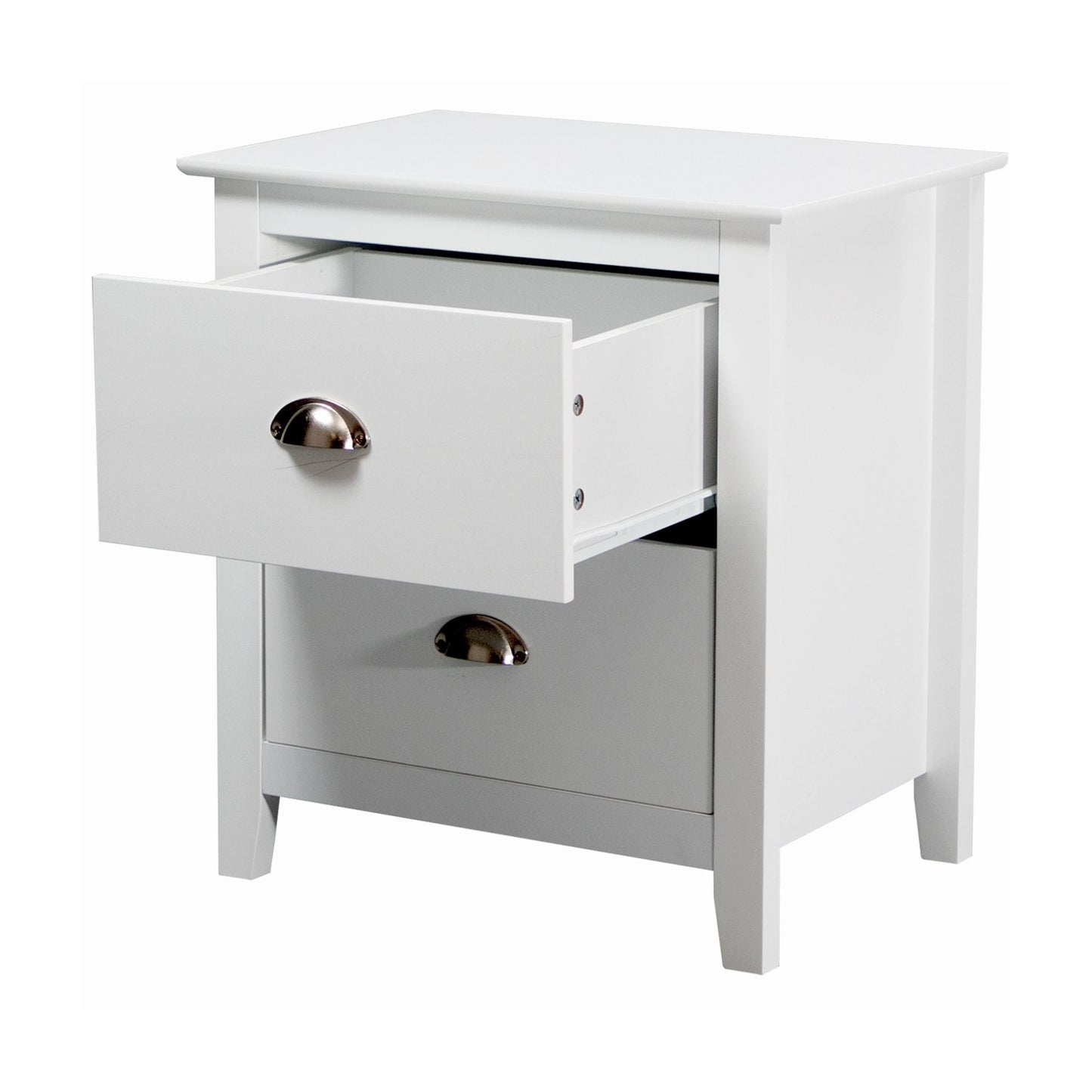 Costway 2 Drawers Bedside Table Nightstand Side End Bedroom Storage Cabinet White