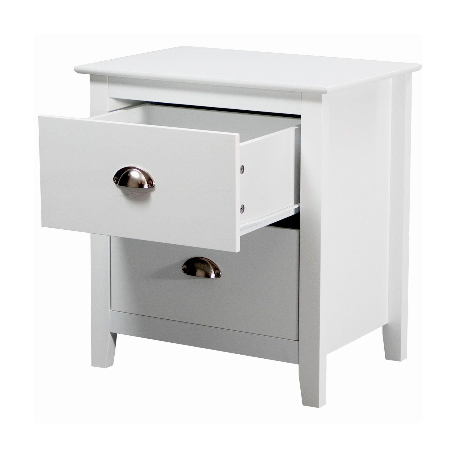 Costway 2 Drawers Bedside Table Nightstand Side End Bedroom Storage Cabinet White