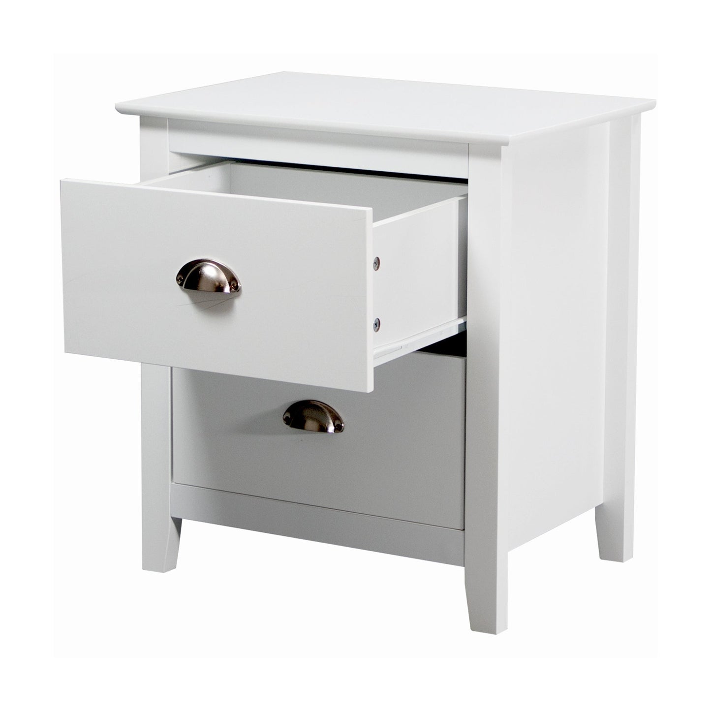 Costway 2 Drawers Bedside Table Nightstand Side End Bedroom Storage Cabinet White